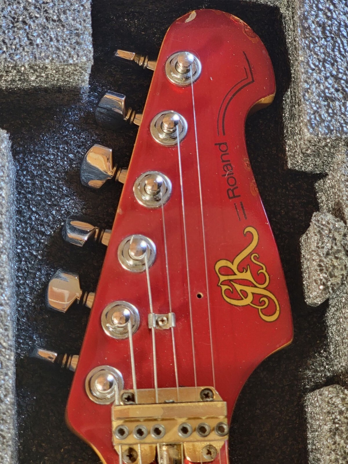 SIGNED Roland G-505 Mid-80s Metallic Red w/ Washburn Wonderbar Tremolo – Etched