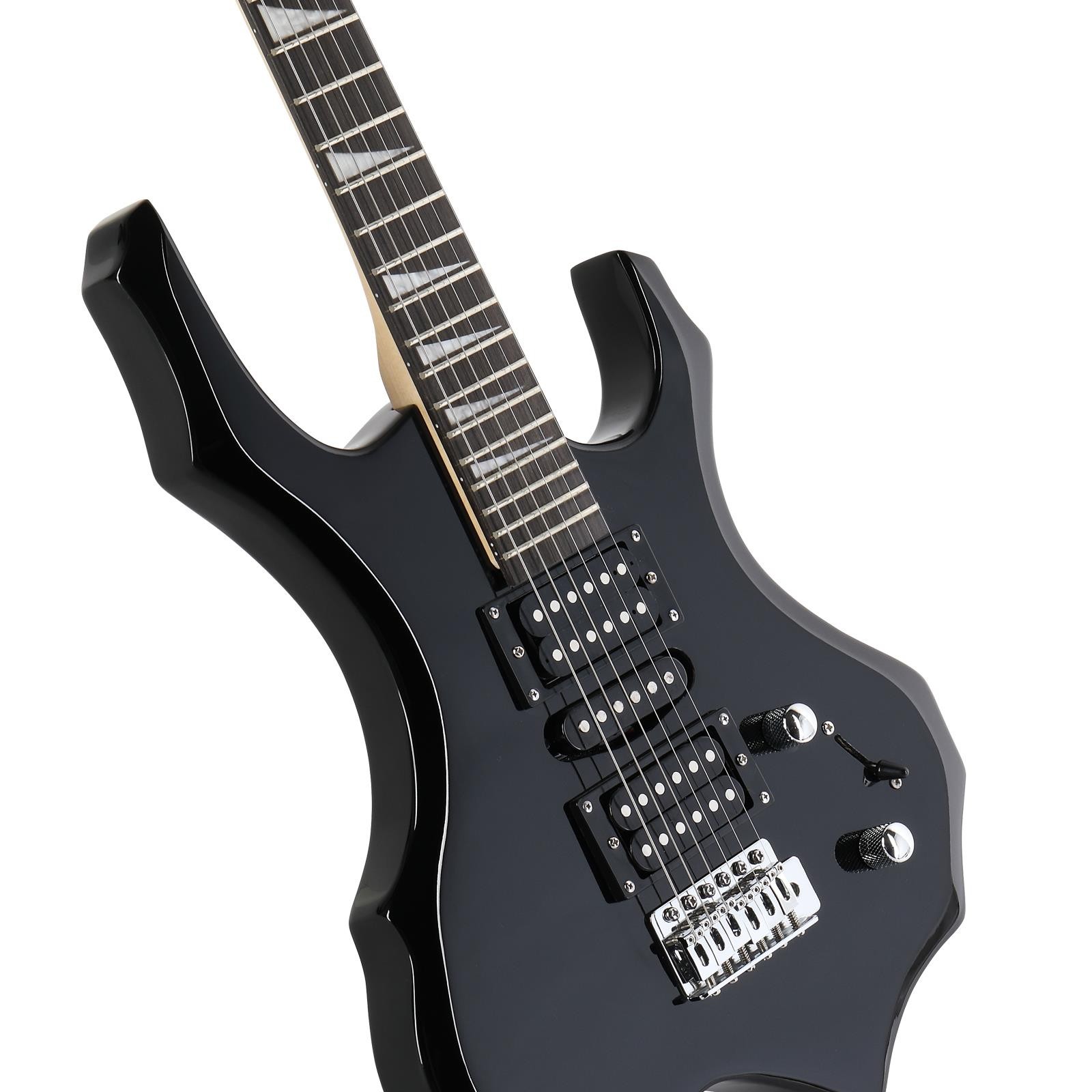 New Electric Guitar Black 6 String Flame Type Beginner Practice Right-Handed