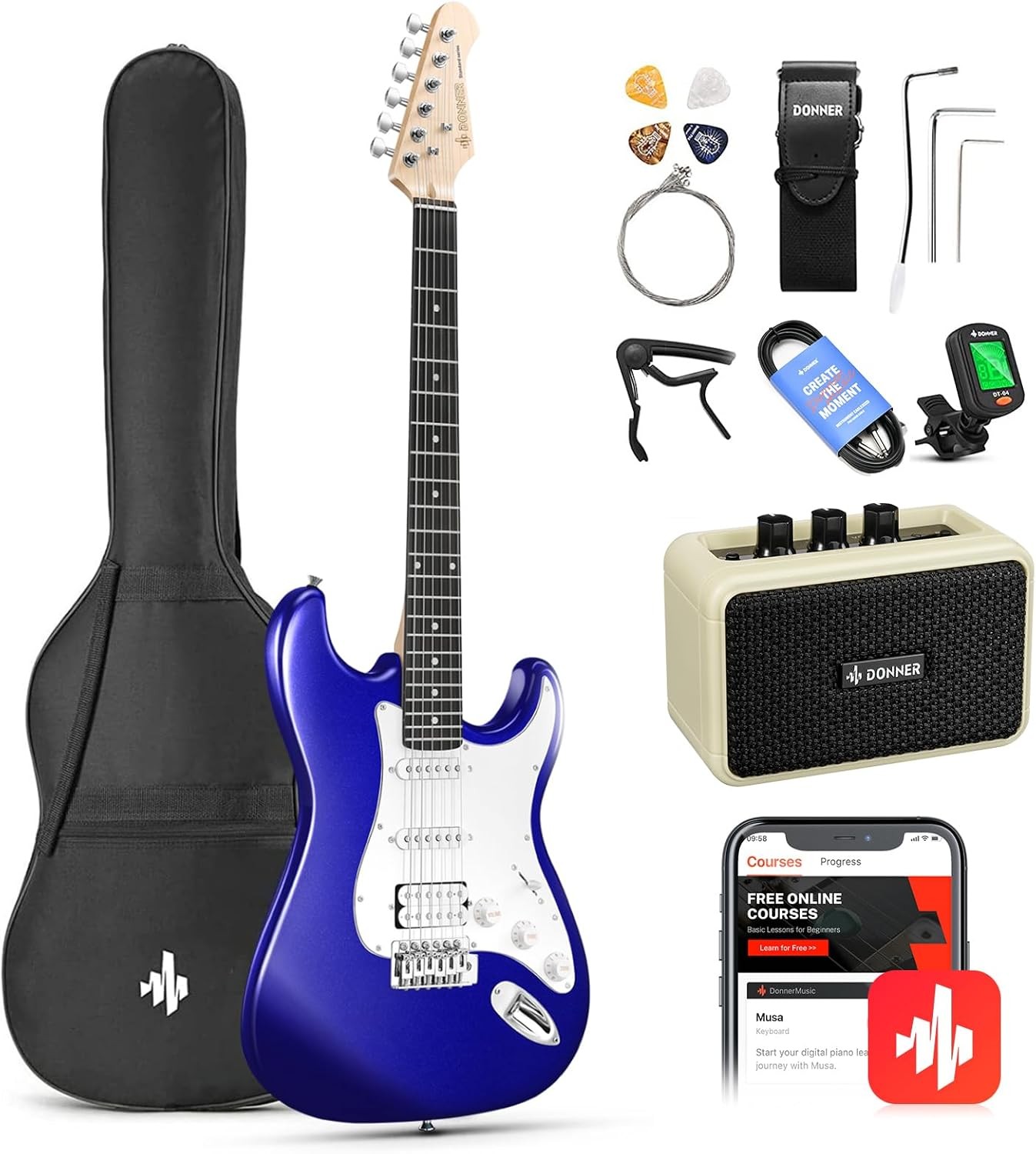 Donner 39in Electric Guitar Kit Purple Blue