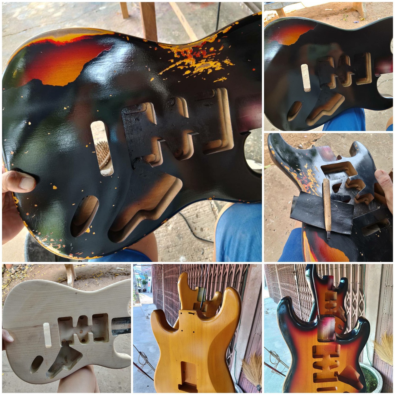 Fender Stratocaster BLACK over SUNBURST Tribute 62