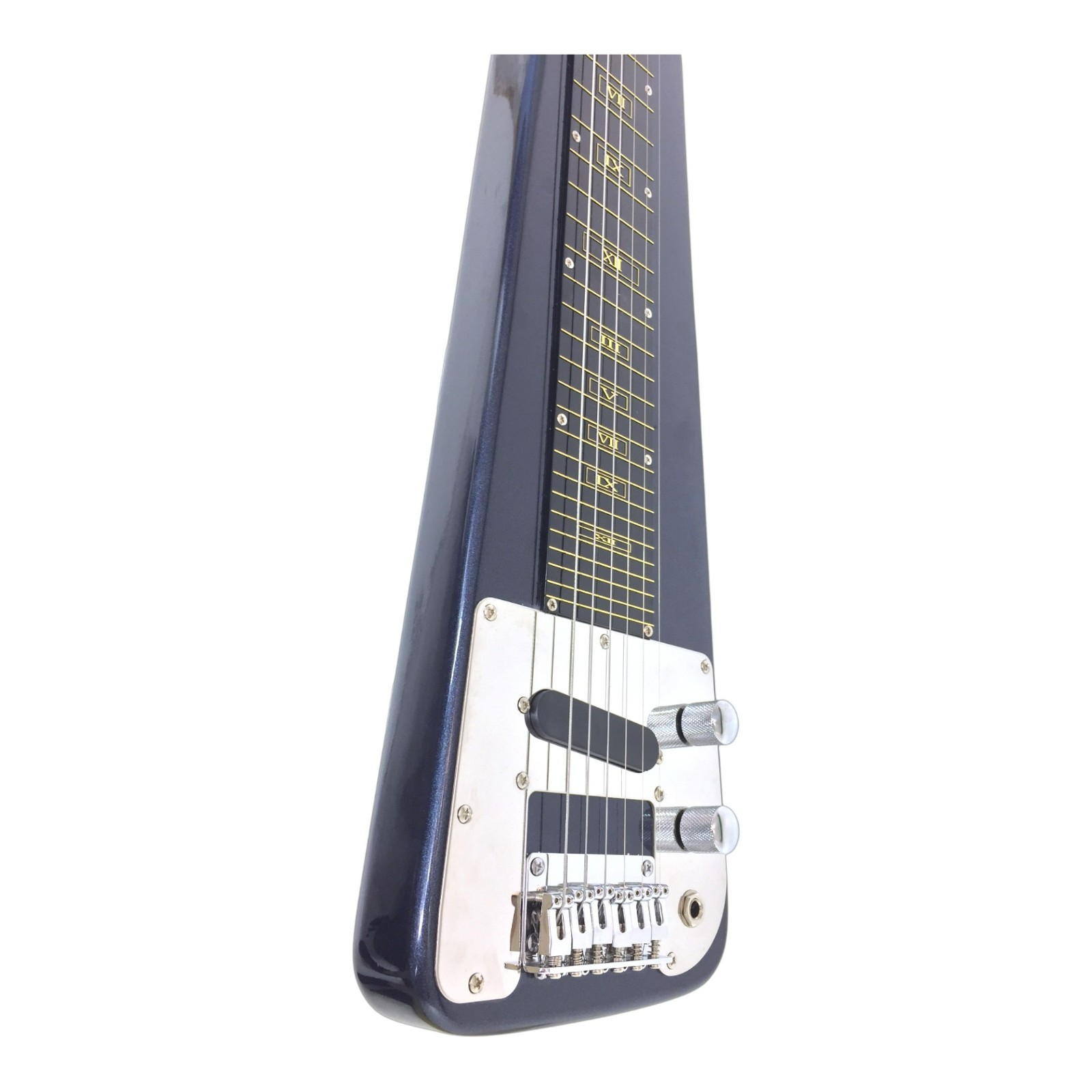 Haze LT30MBL Lap Steel Electric Guitar Poplar Wood, Metallic Blue w/ Accessories