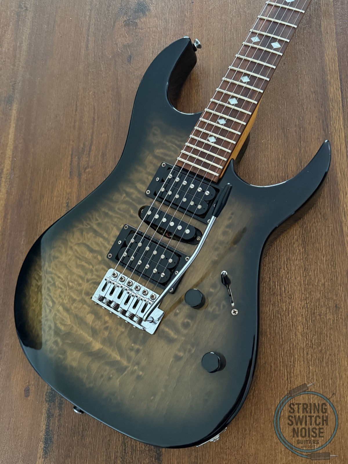 BC Rich Stratocaster, Stinger, HSH, Black/Green Quilt Burst, 2000s