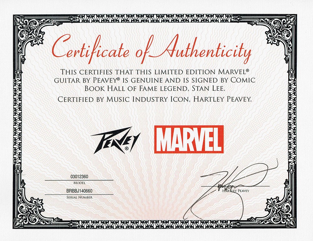 Stan Lee Signed Peavey Marvel Iron Man 3/4 Size Electric Guitar & Certificate!