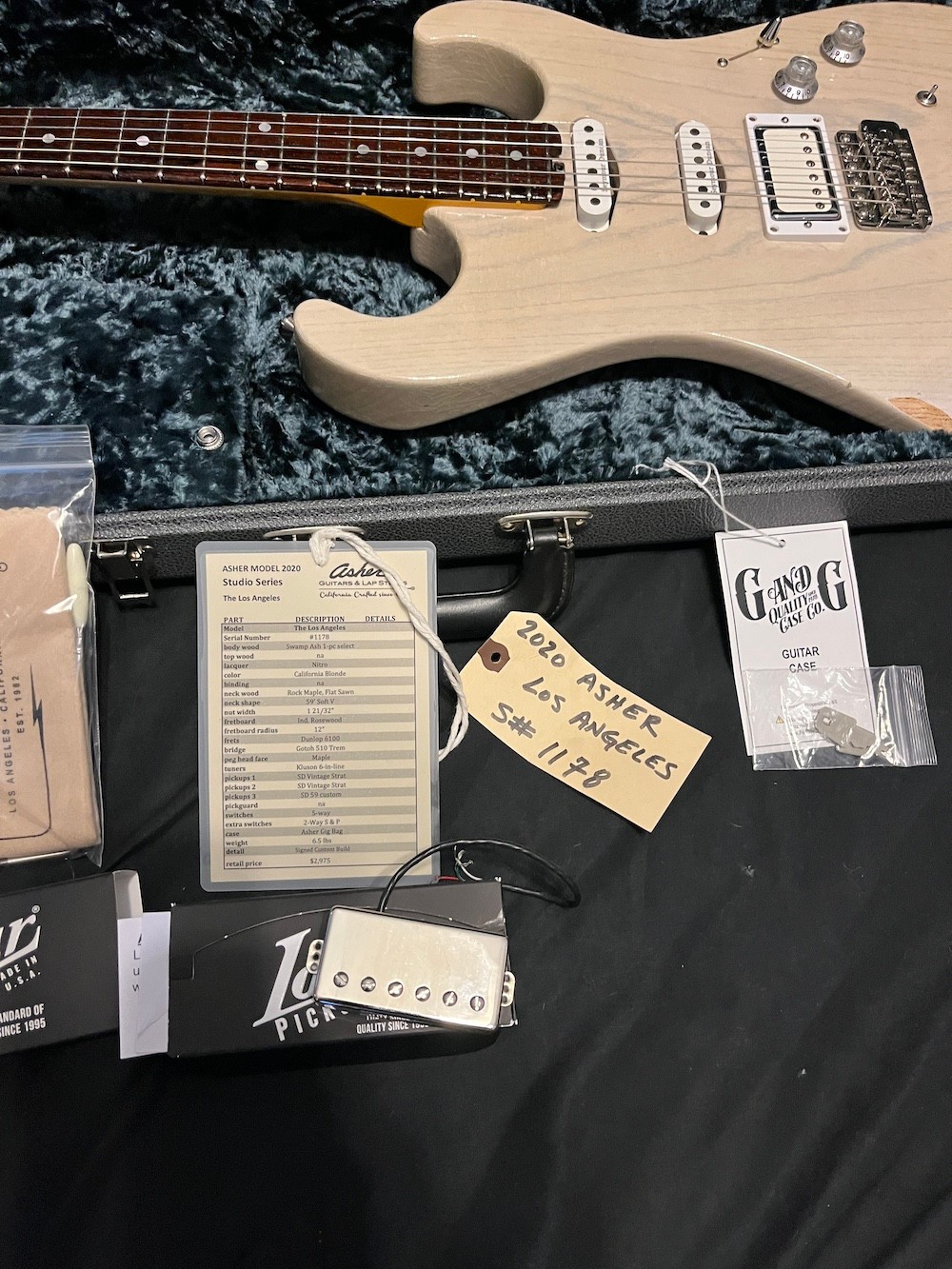 2020 Asher The Los Angeles California Blonde Boutique Handmade Guitar W/OHSC