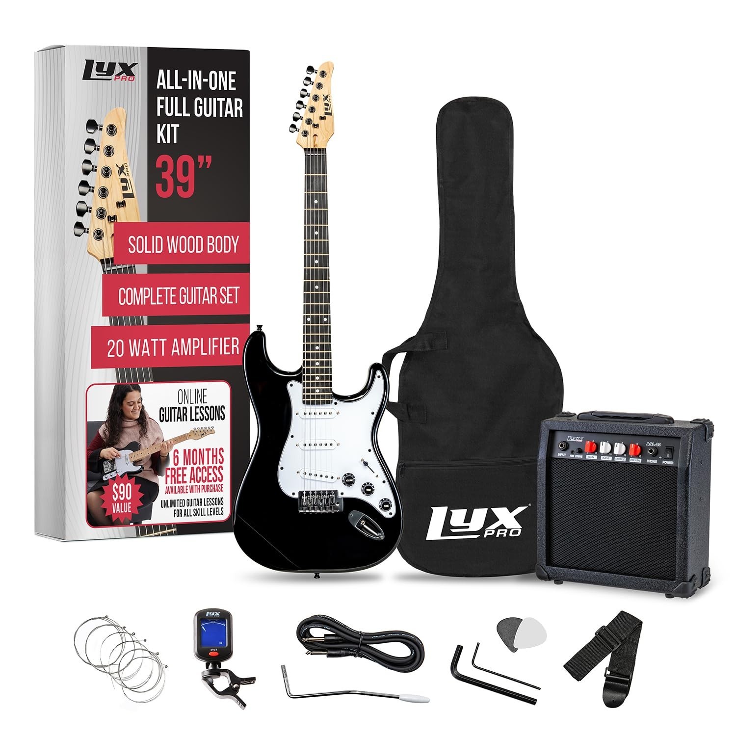 LyxPro Electric Guitar 39″ inch Complete Beginner Starter kit Full Size with …