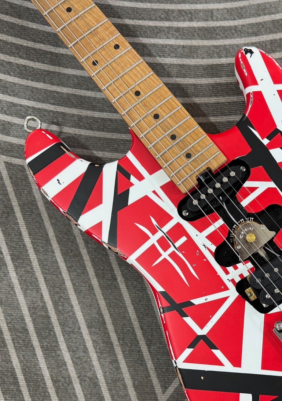 Low-price sale of 6-string electric guitar, handcrafted distressed finish