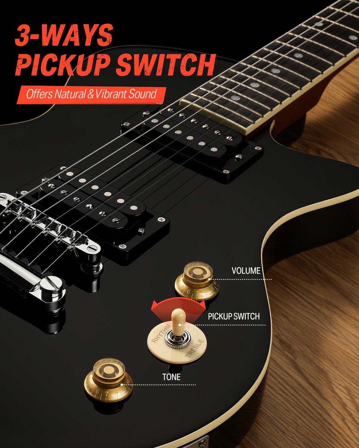 Donner DSC-128 L Paul Style Electric Guitars 39″ Solid Body HH Humbucker Blues