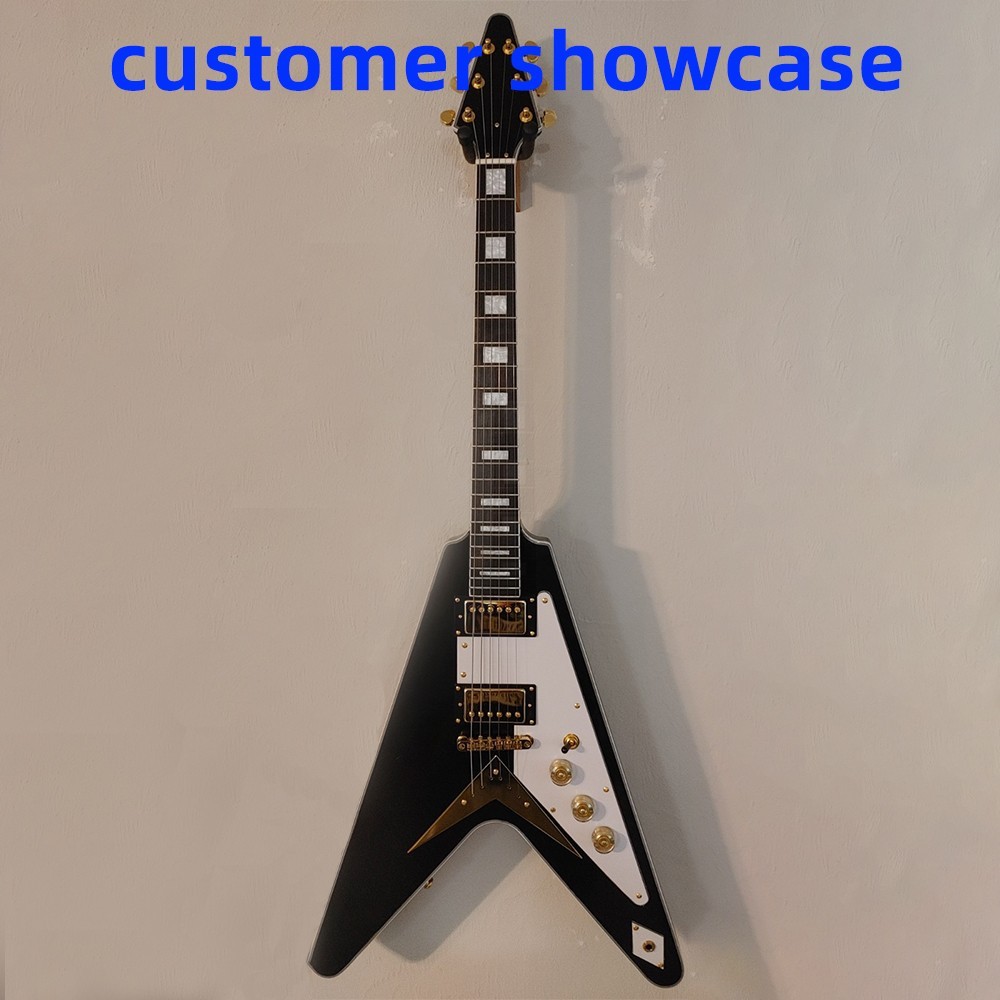 DIY Electric Guitar Kits Unfinished Set In Zebrawood V shape Bridges Free Ship