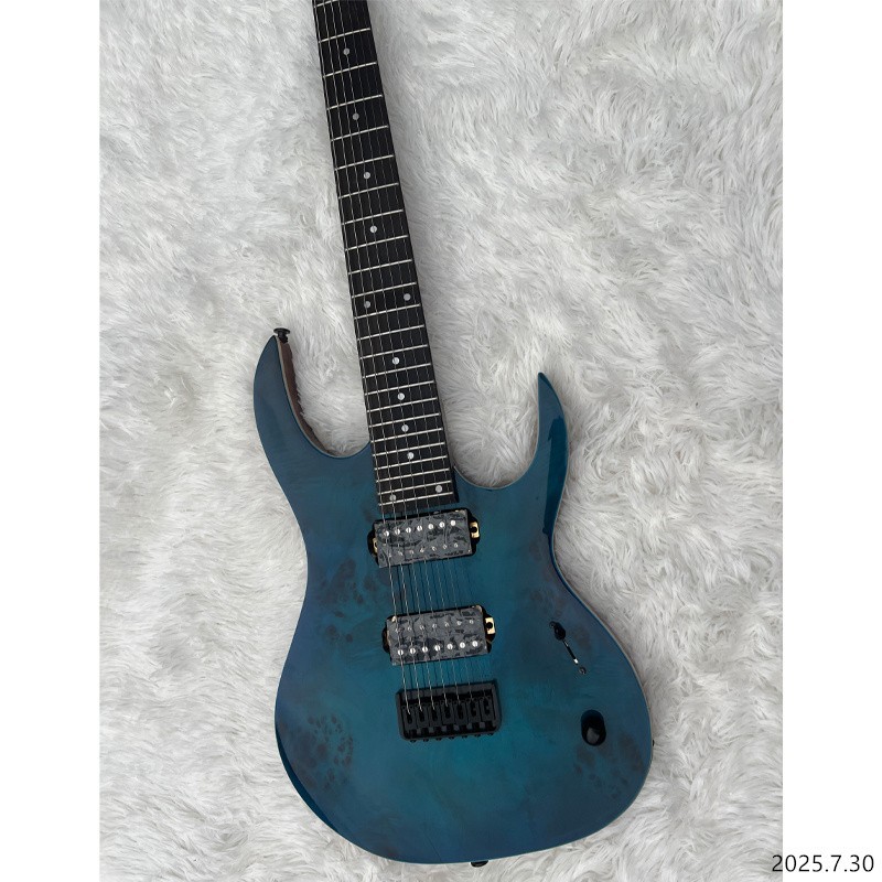 Electric guitar blue burl flame top Sandwiches neck ebony fingerboard dots inlay