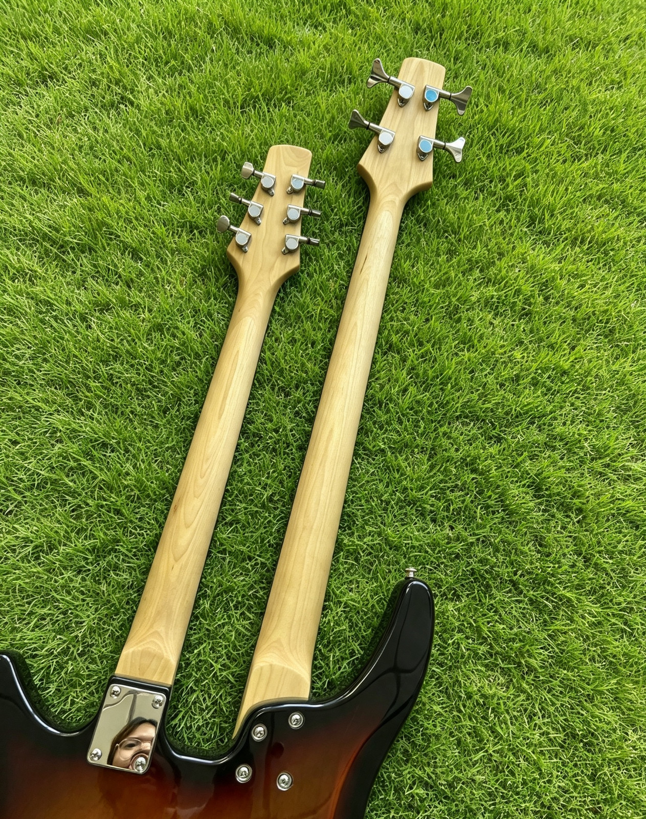 US Warehouse Sunburst Double Neck Guitar Bass Combo 6+4 Strings Solid Body