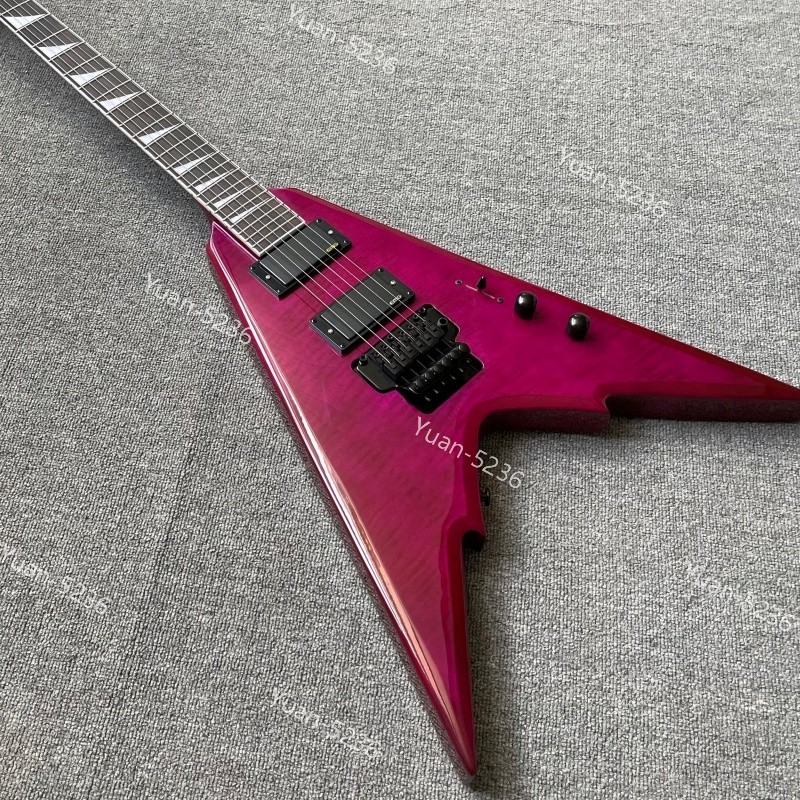 Solid Body Electric Guitar Trans Purple Flame H-H Active Pickups FR Bridge