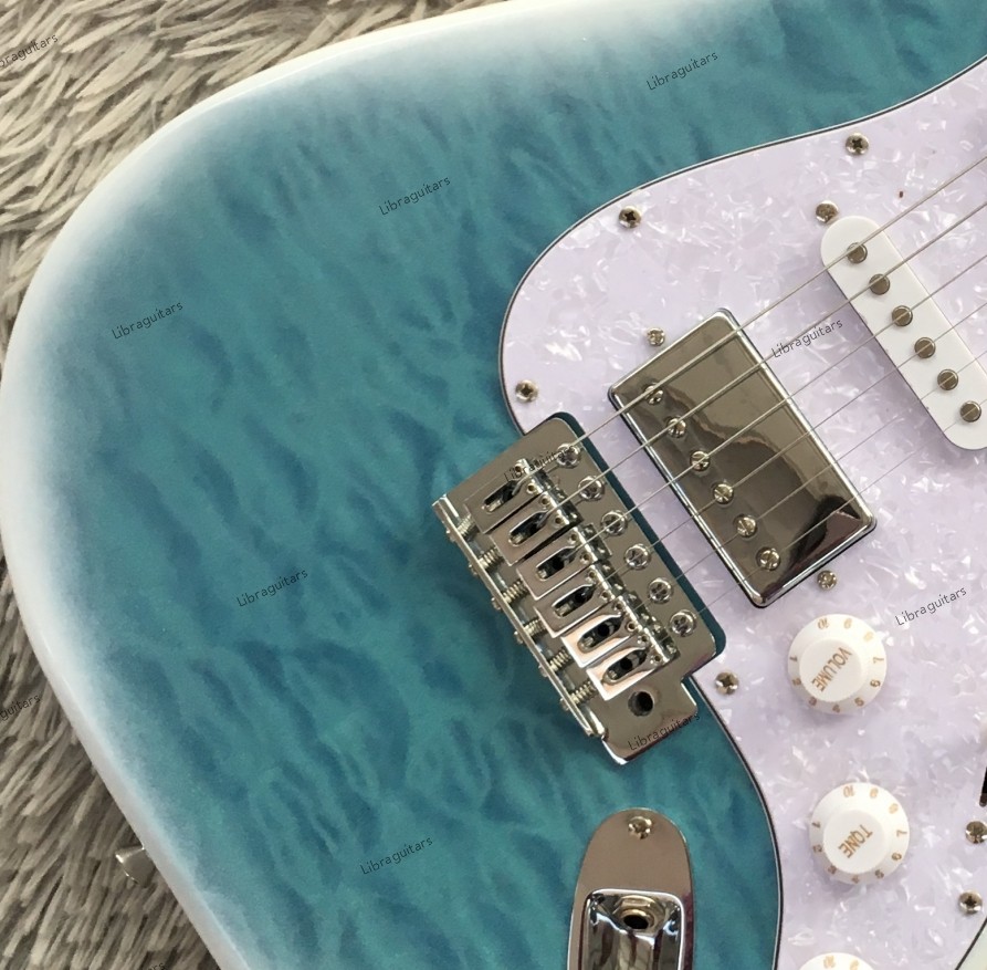 Electric Guitar Figured Maple Top Veneer SSH Pickups Chrome Hardware US Stock