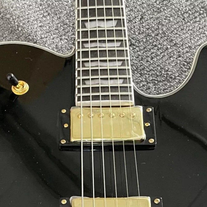 Custom Black TL Electric Guitar with Gold Hardware & Mahogany Body, HH Pickups