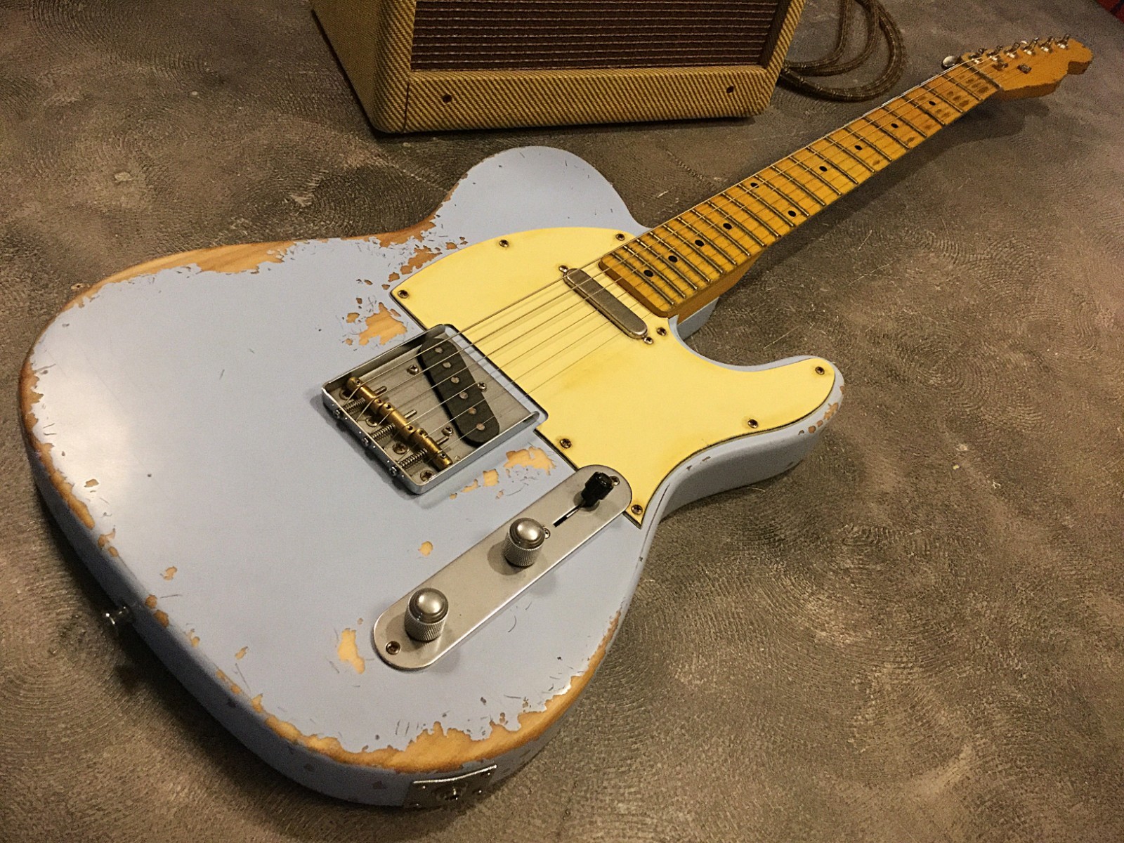 USA Relic Tele Style Electric Guitar Road Worn Blue by Nate’s Relic Guitars