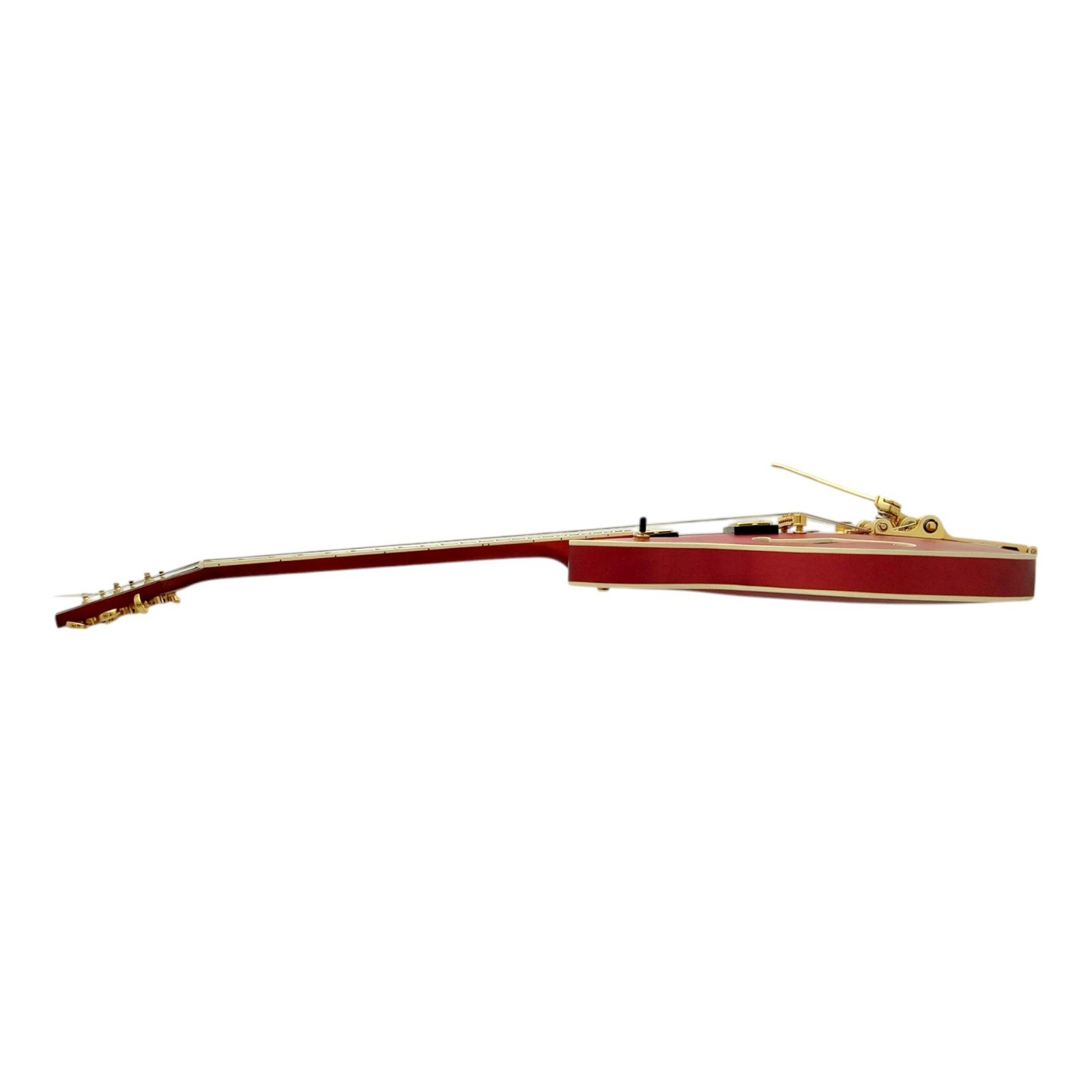 Haze SEG1975WRDS Semi-Hollow HES Electric Guitar Wine Red Gold w/ Vibrato Bar