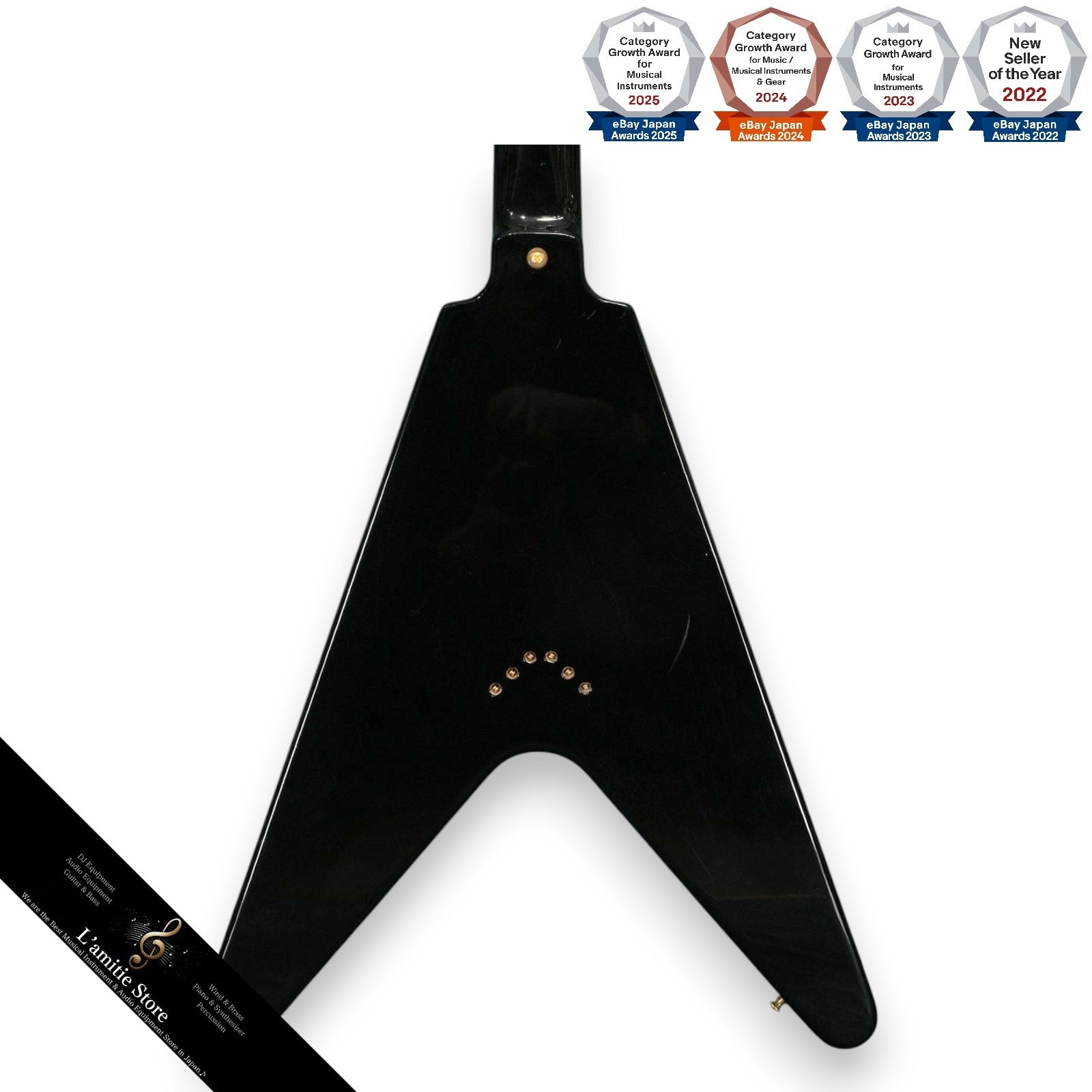 Gibson Custom Shop Flying V Custom Ebony Guitar Richlite Fingerboard 2015