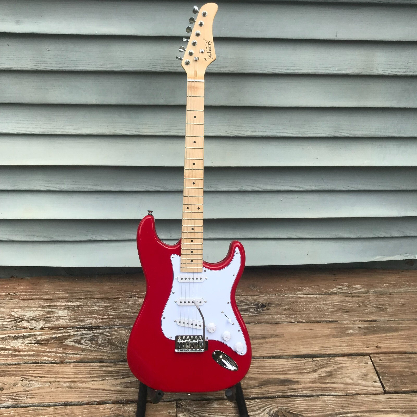 Red Full-Size Strat Style Electric Guitar Package with Maple Neck Gig Bag & More