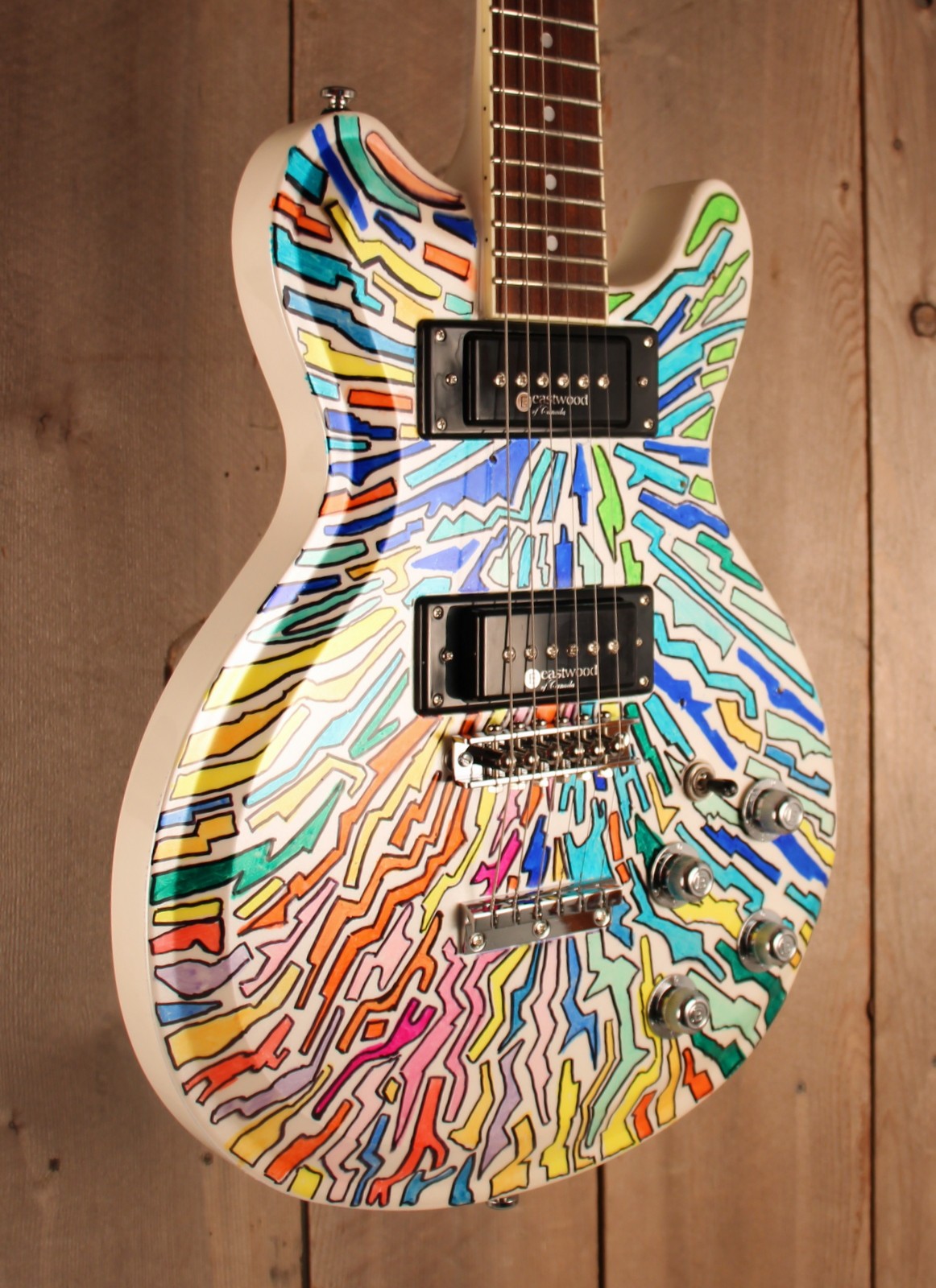 Eastwood Sidejack Bluesbender Custom art guitar – Mosrite Tribute -w/Hardcase #3