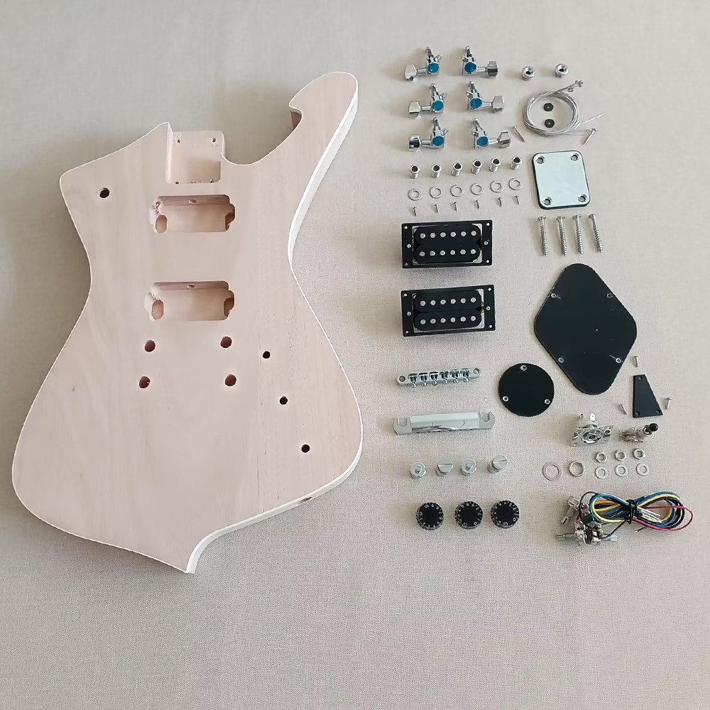 6 String DIY CR hardware Electric Guitar Kit Mahogany Body Rosewood Fretboard