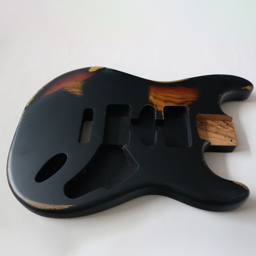 Heavy Relic Electric Guitar Kit Unfinished Elm Body 57MM Pocket In Black