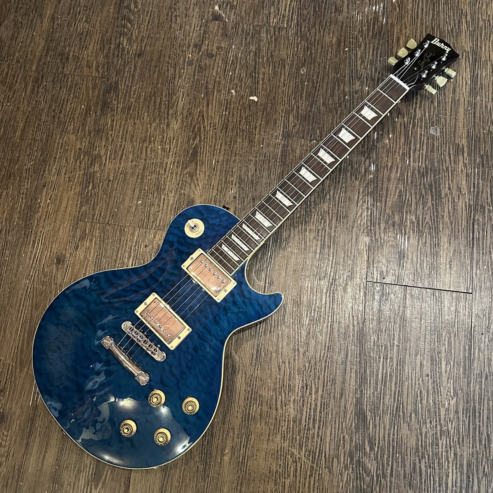 Burny LSD-80N Used Maple Top Mahogany Back Body Mahogany Neck See Thru Blue