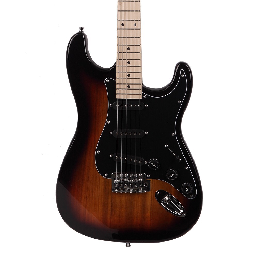 GST Stylish Electric Guitar Kit Black Pickguard Sunset With Strap Bag Amplifier