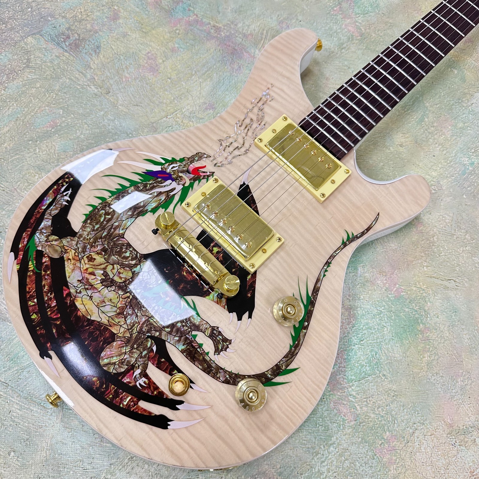 Ship US McCarty Dragon Electric Guitar Light Maple Top Gold Hardware