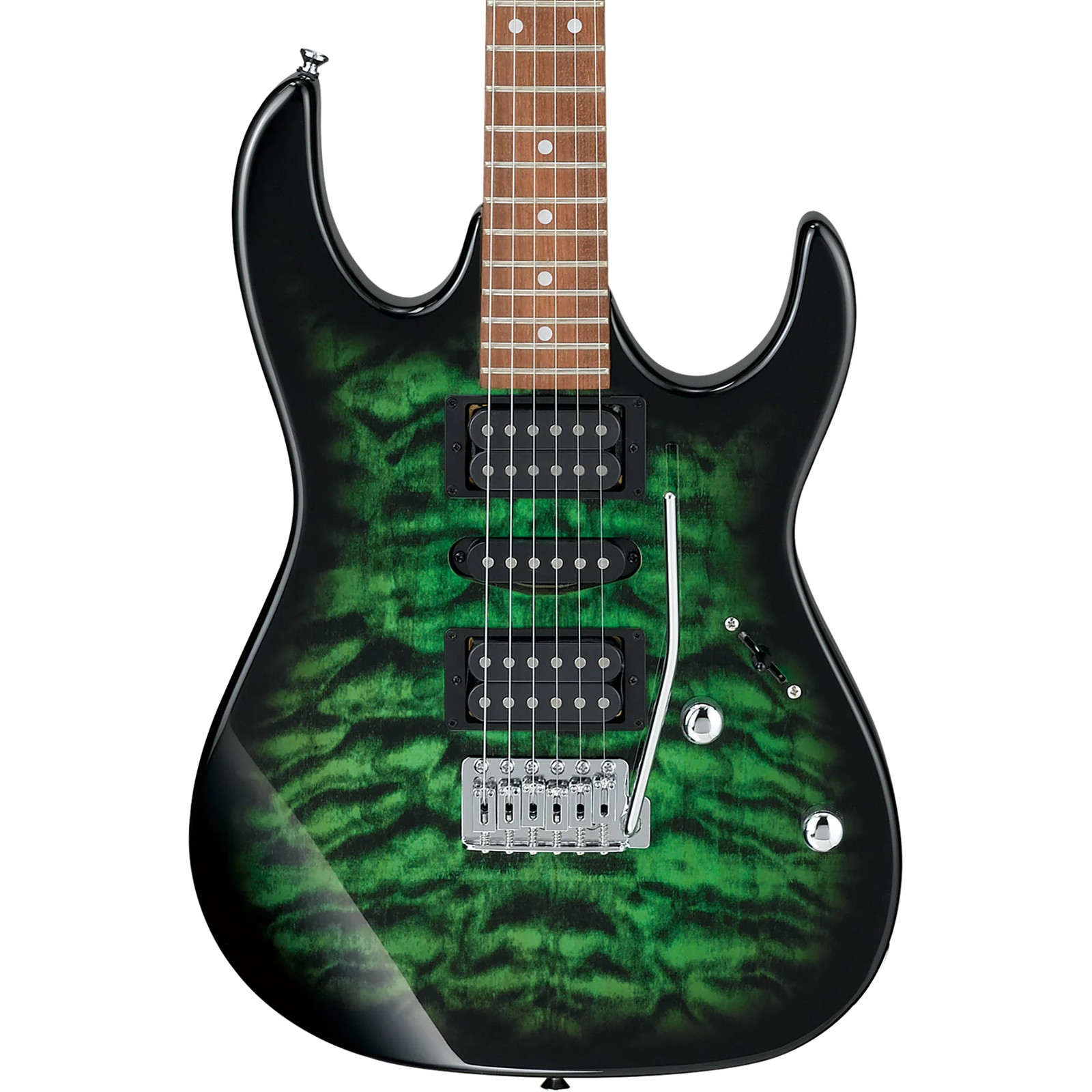 Ibanez GRX70QA RX Gio Electric Guitar, Transparent Green Burst