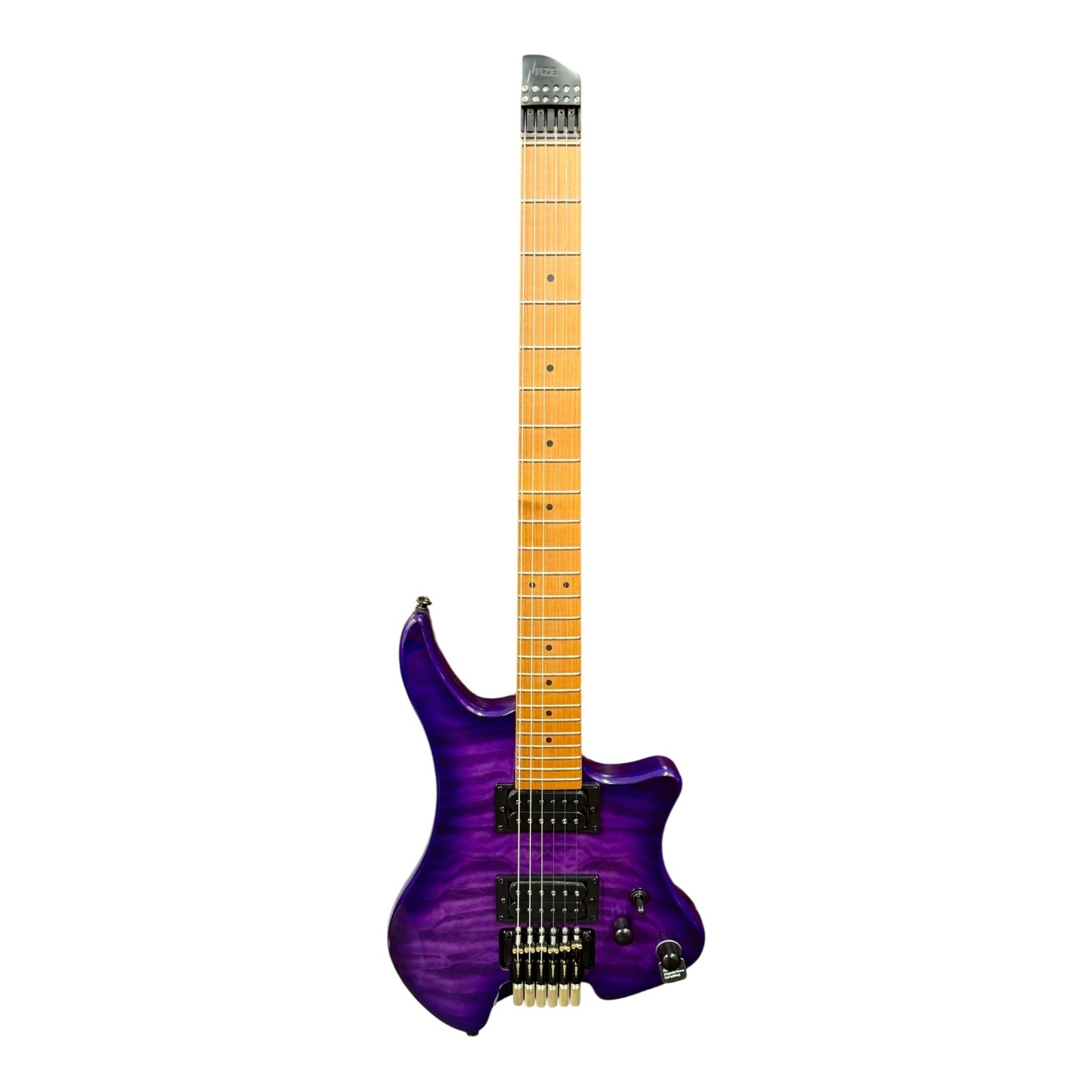 Haze HL1APQTPU Headless HH Solid Mahogany HHL Electric Guitar – Tiger Purple