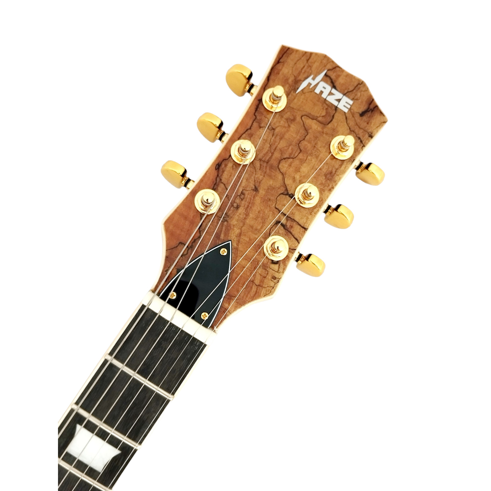 Haze E-239GC Semi-Hollow Body, Spalted Maple Veneer Electric Guitar+Free Gig Bag