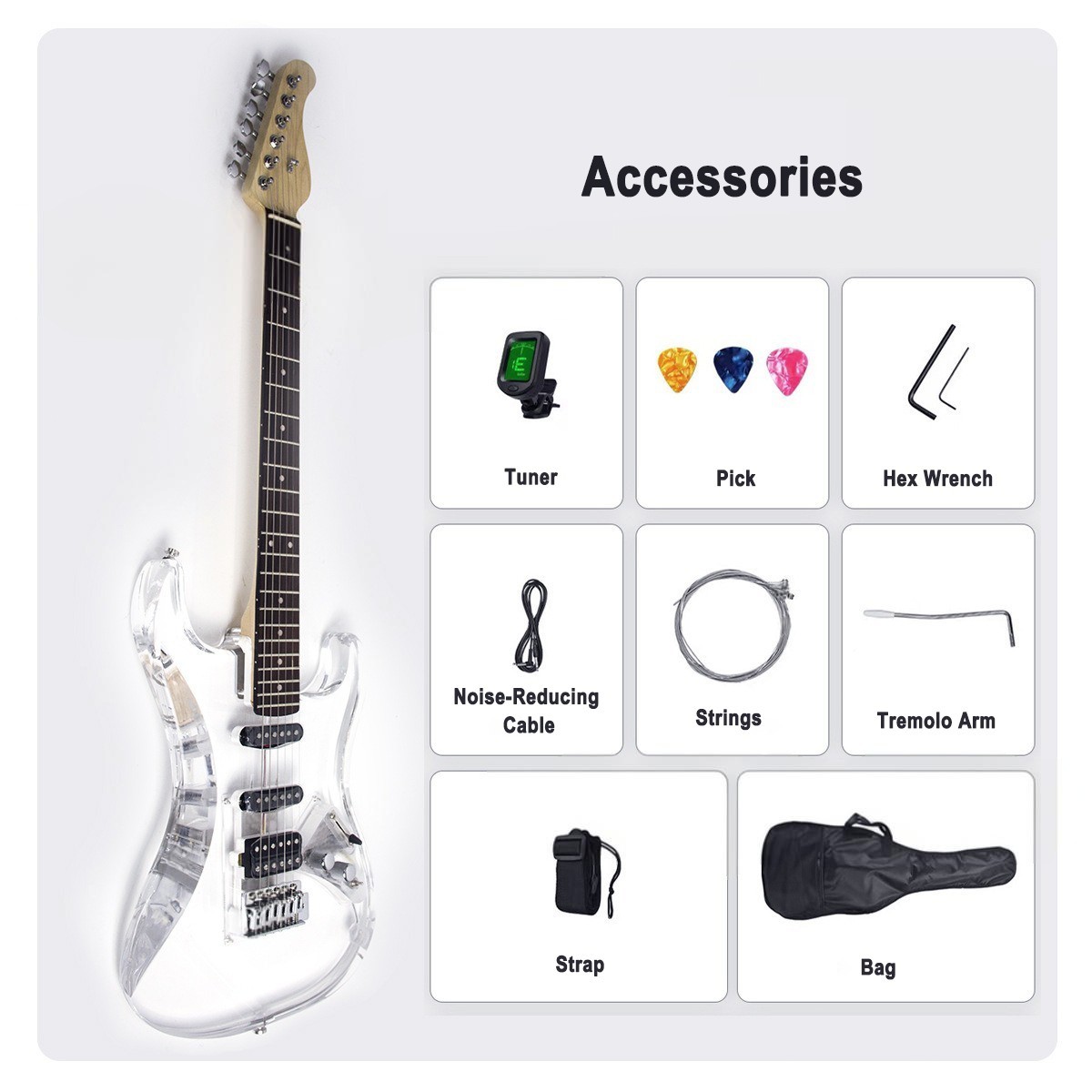 Single Coil -Single Coil-Humbucker Crystal Electric Guitar