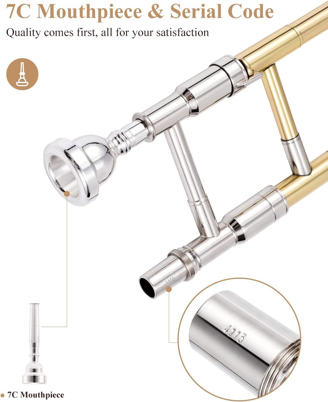 New Eastar ETB-330 Bb Tenor Trombone for Beginner Student Kids Gold w/ Case.