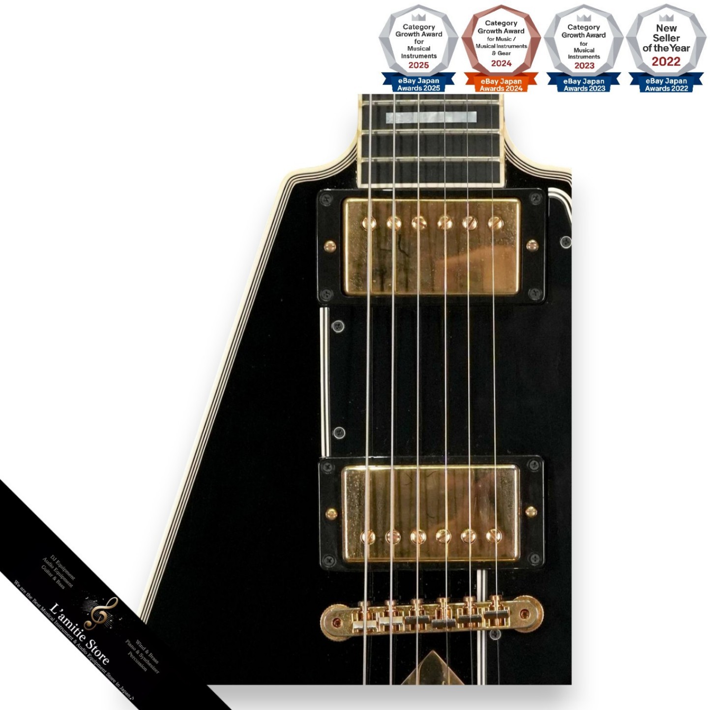 Gibson Custom Shop Flying V Custom Ebony Guitar Richlite Fingerboard 2015