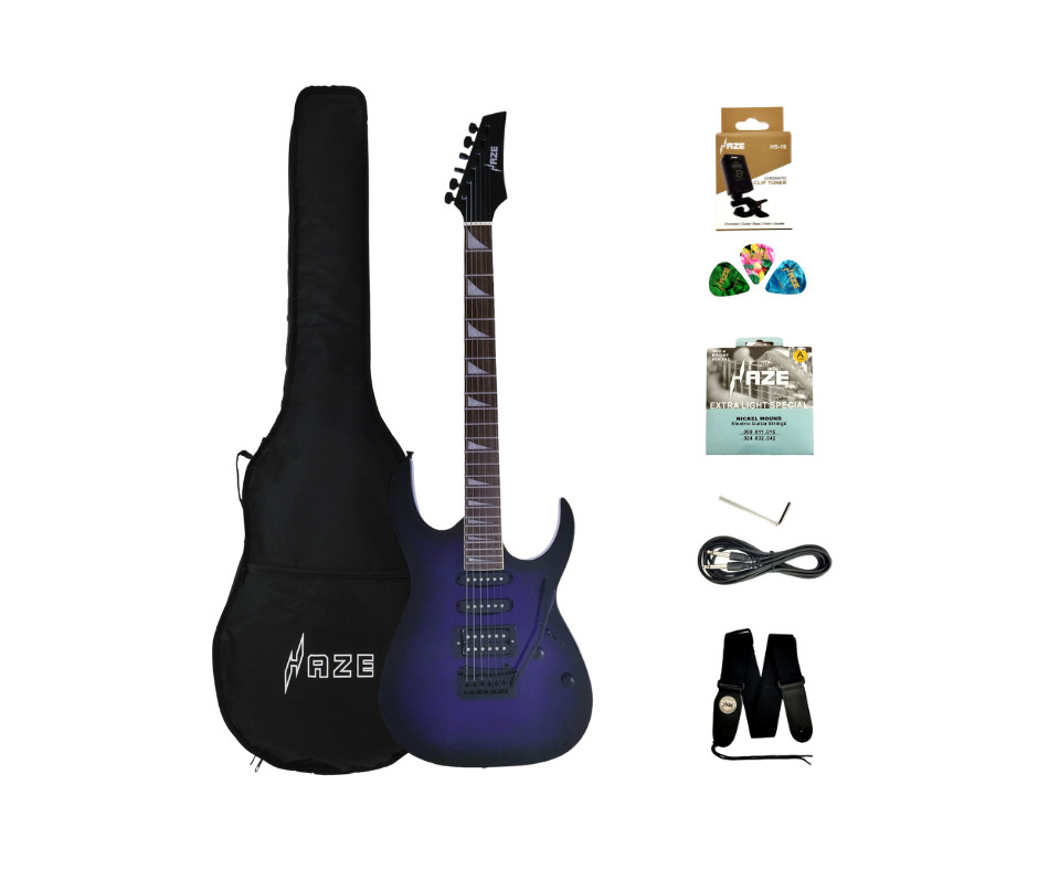 Haze 11HSJS1920DPB electric guitar with flamed maple top, Dark purple