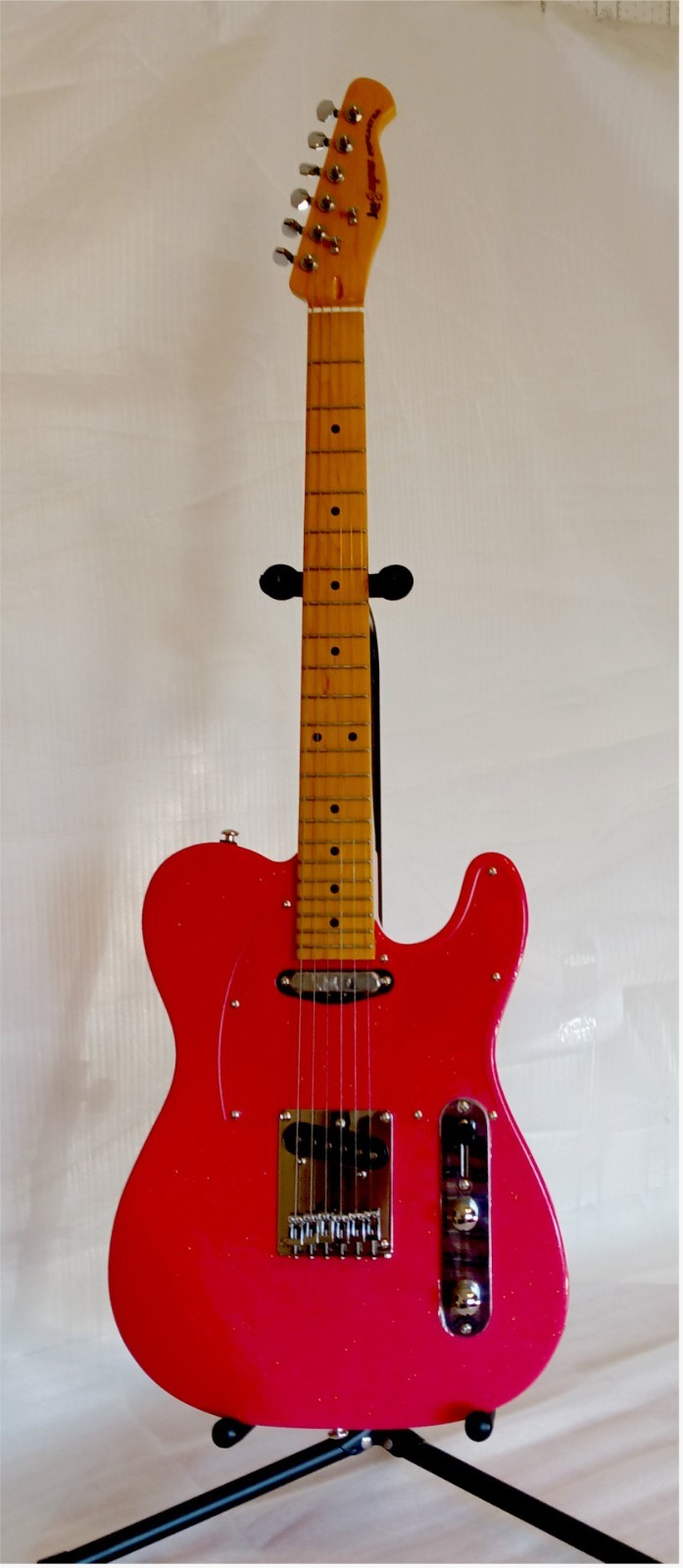 Leo Jaymz Elite Series “Popcaster” Electric Guitar – Sparkle Pink