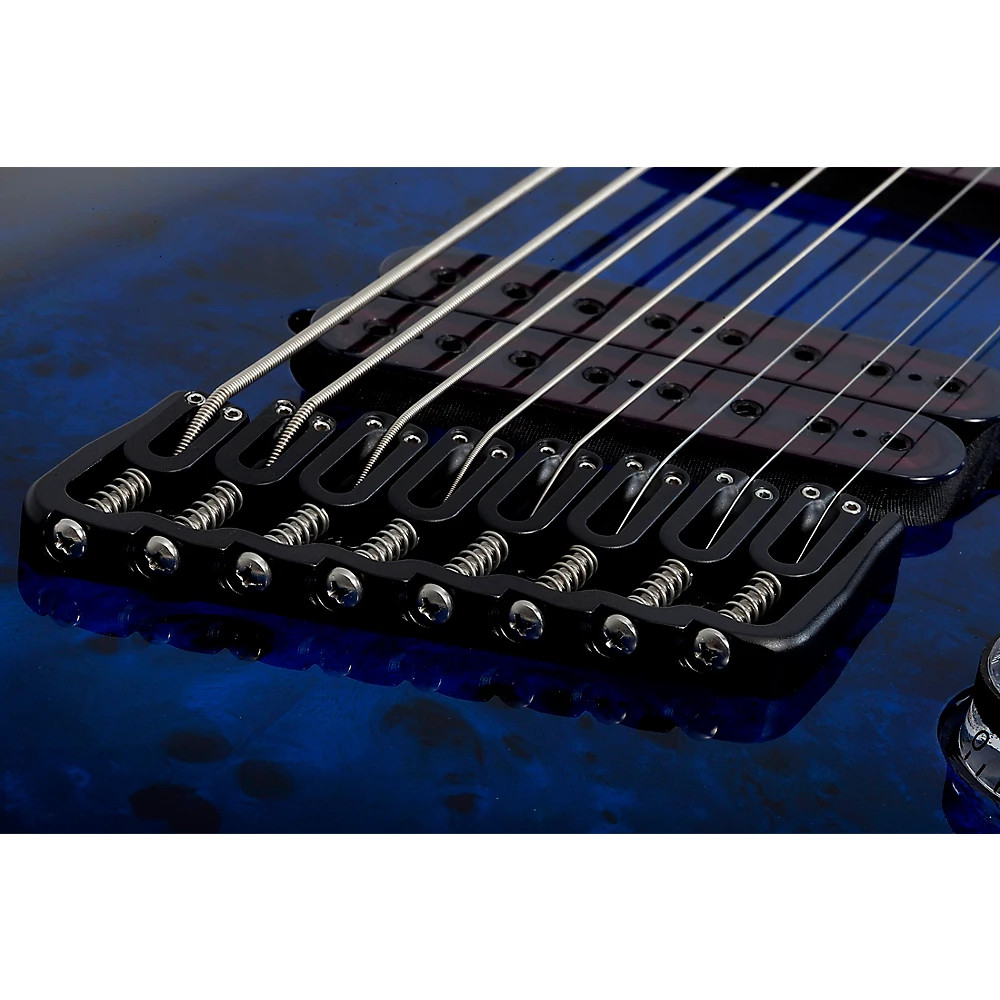 Schecter Guitar Research Omen Elite-8 MS Electric Guitar See-Thru Blue Burst