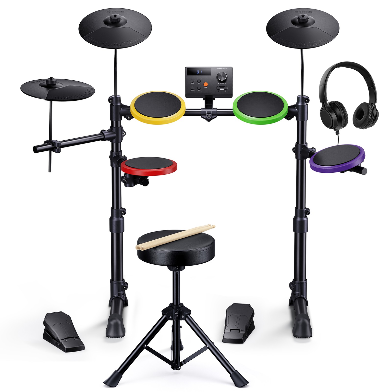 Donner DED 70SE 15 Kits Electronic Drum Set Type-C Charging Port MIDI