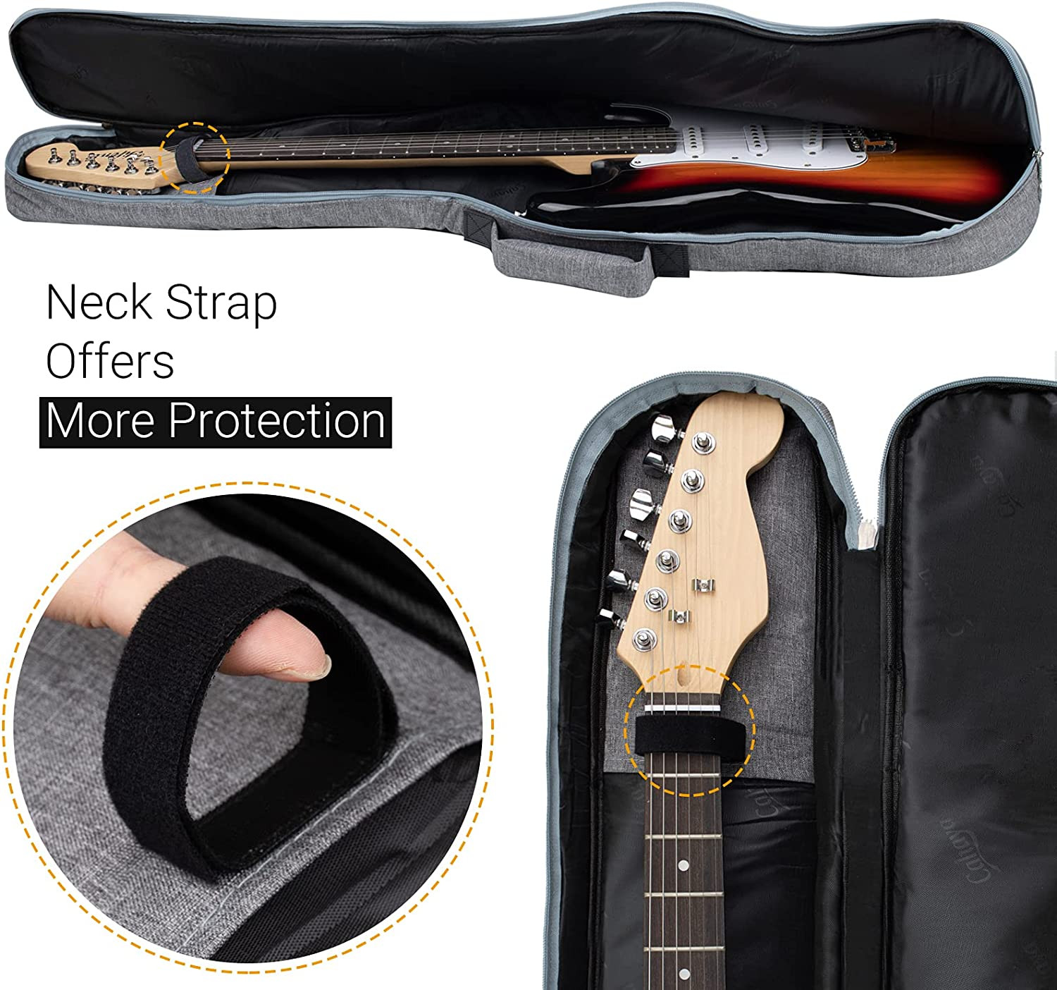 CAHAYA Electric Guitar Gig Bag Padded Case Backpack Straps 41.7″ Gray