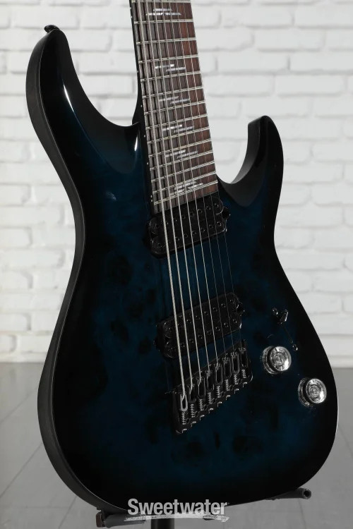 Schecter Omen Elite-8 Multiscale 8-string Electric Guitar – See Through Blue