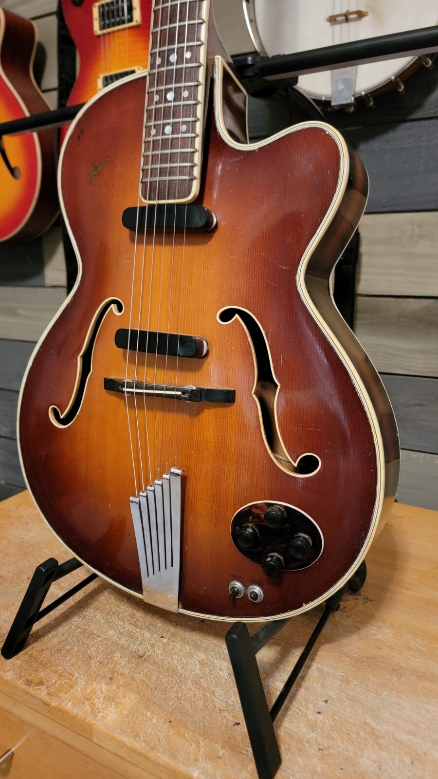 1956 Hofner President Electric Guitar 2 Pickup Cutaway Sunburst Nice Shape W/HSC