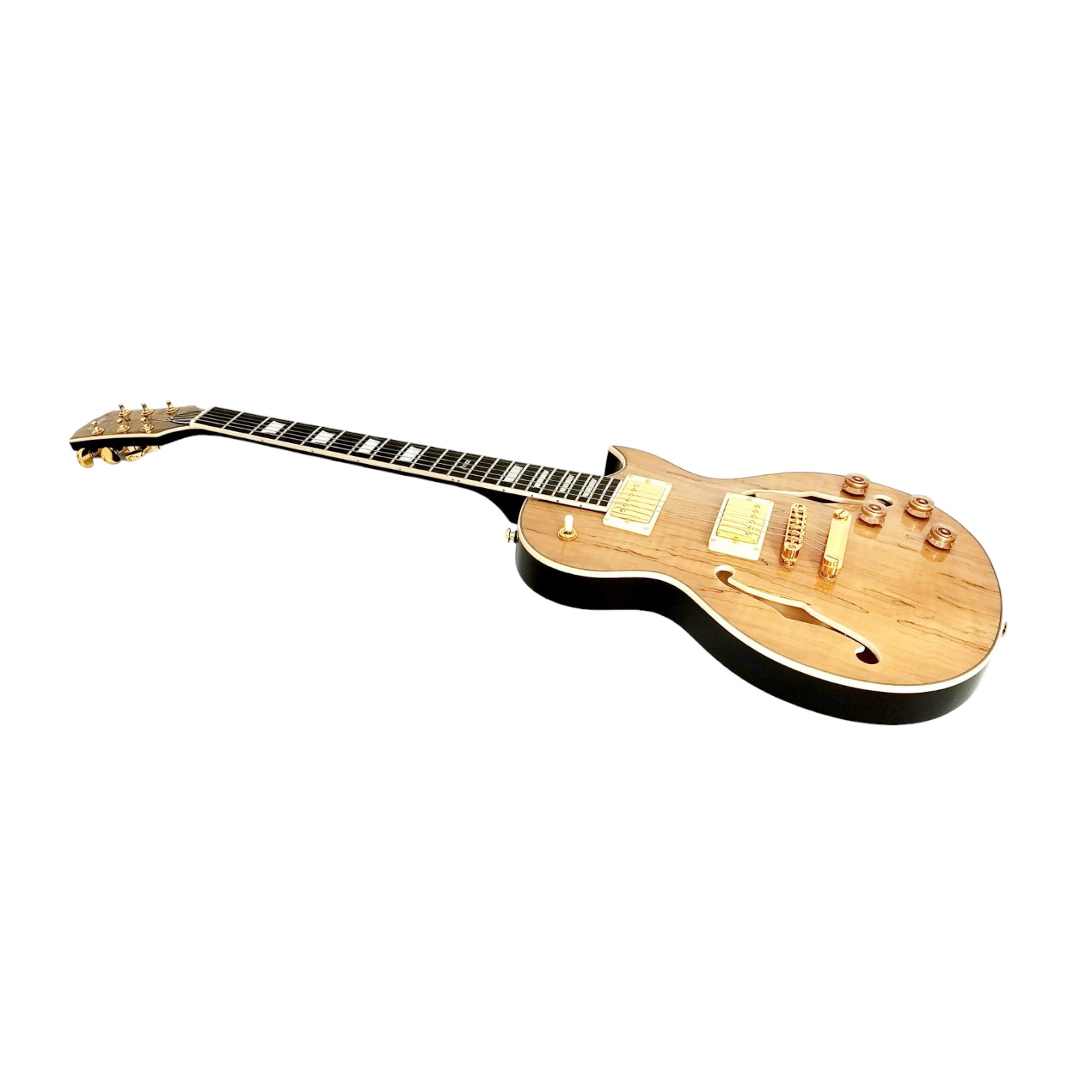 Haze E239GC Semi-Hollow Body Electric Guitar with Spalted Maple Veneer+ Free Bag