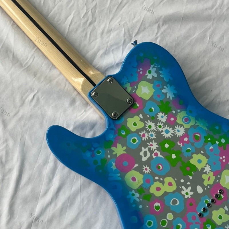 Blue Flower Electric Guitar Maple Fretboard Clear Acrylic Pickguard SS Pickups