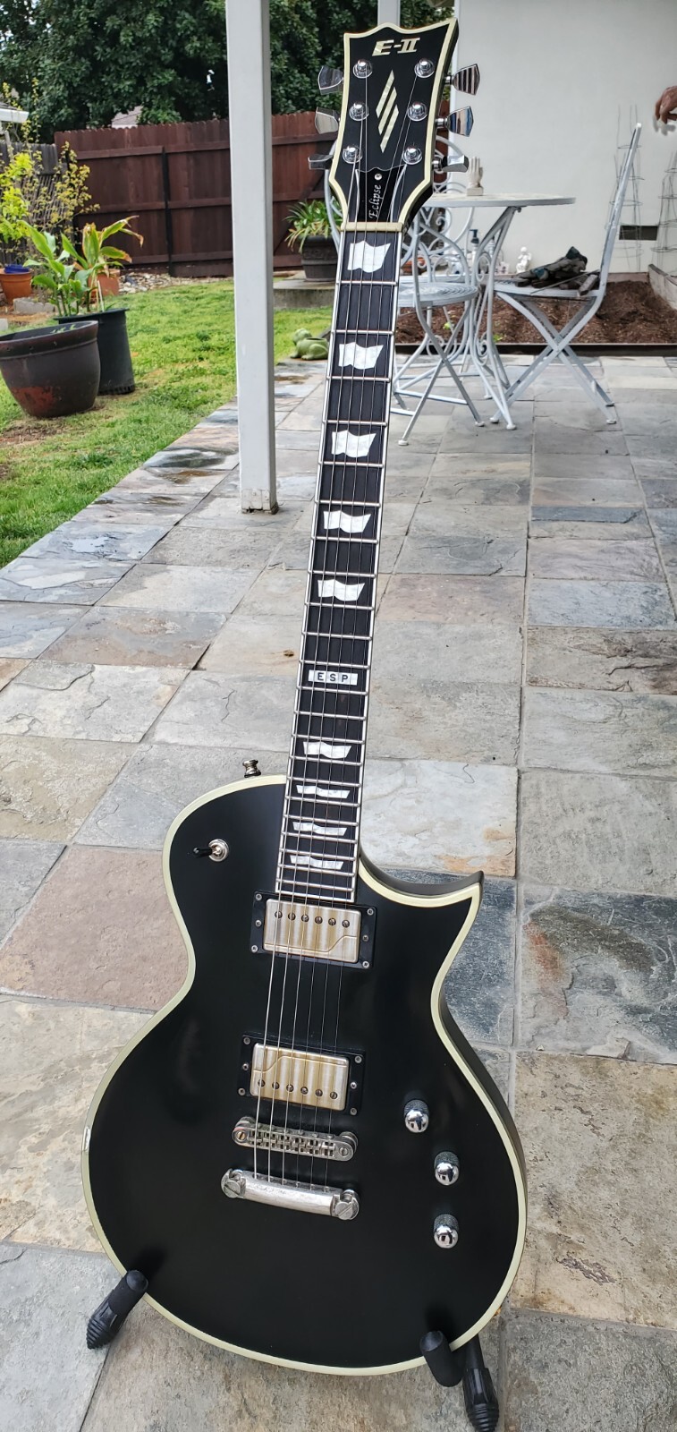 ESP E-II ECLIPSE BB Black Satin Stainless Steel Frets With Case, Upgraded