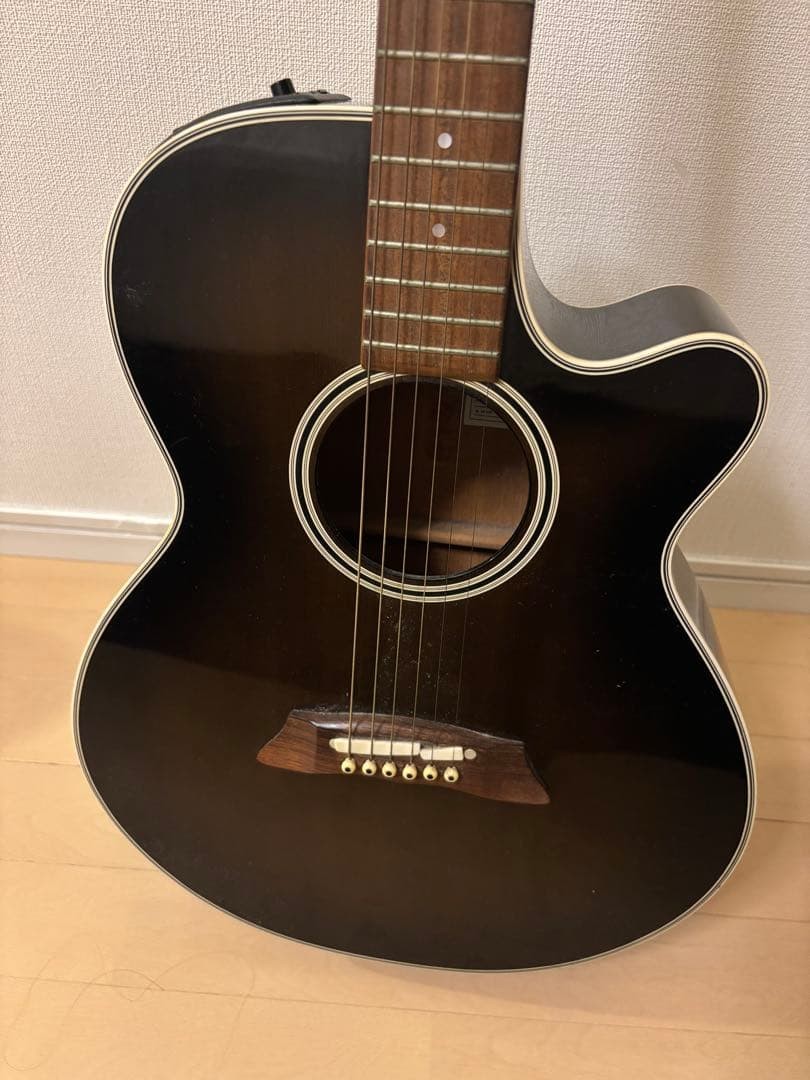 Takamine PT-106 Acoustic Electric Guitar Black Cutaway Japan w/Preamp