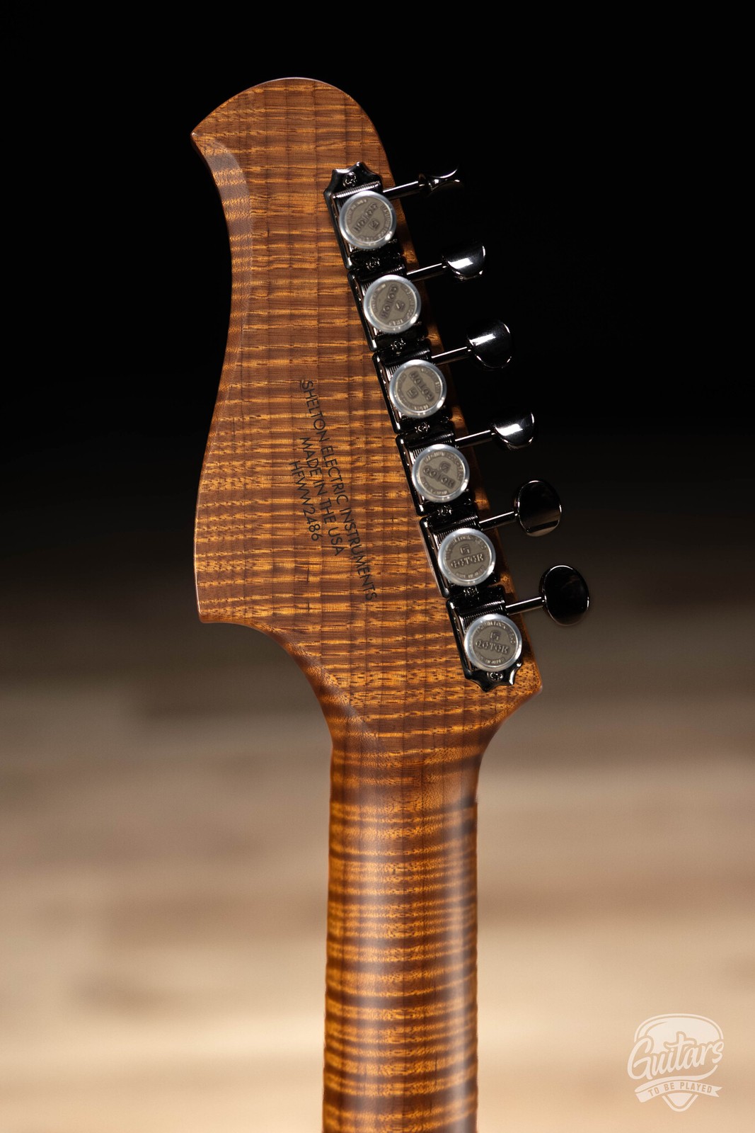 Shelton GalaxyFlite Ash Fralin WideRange w/ Flame Maple & Ebony – Pitch Black