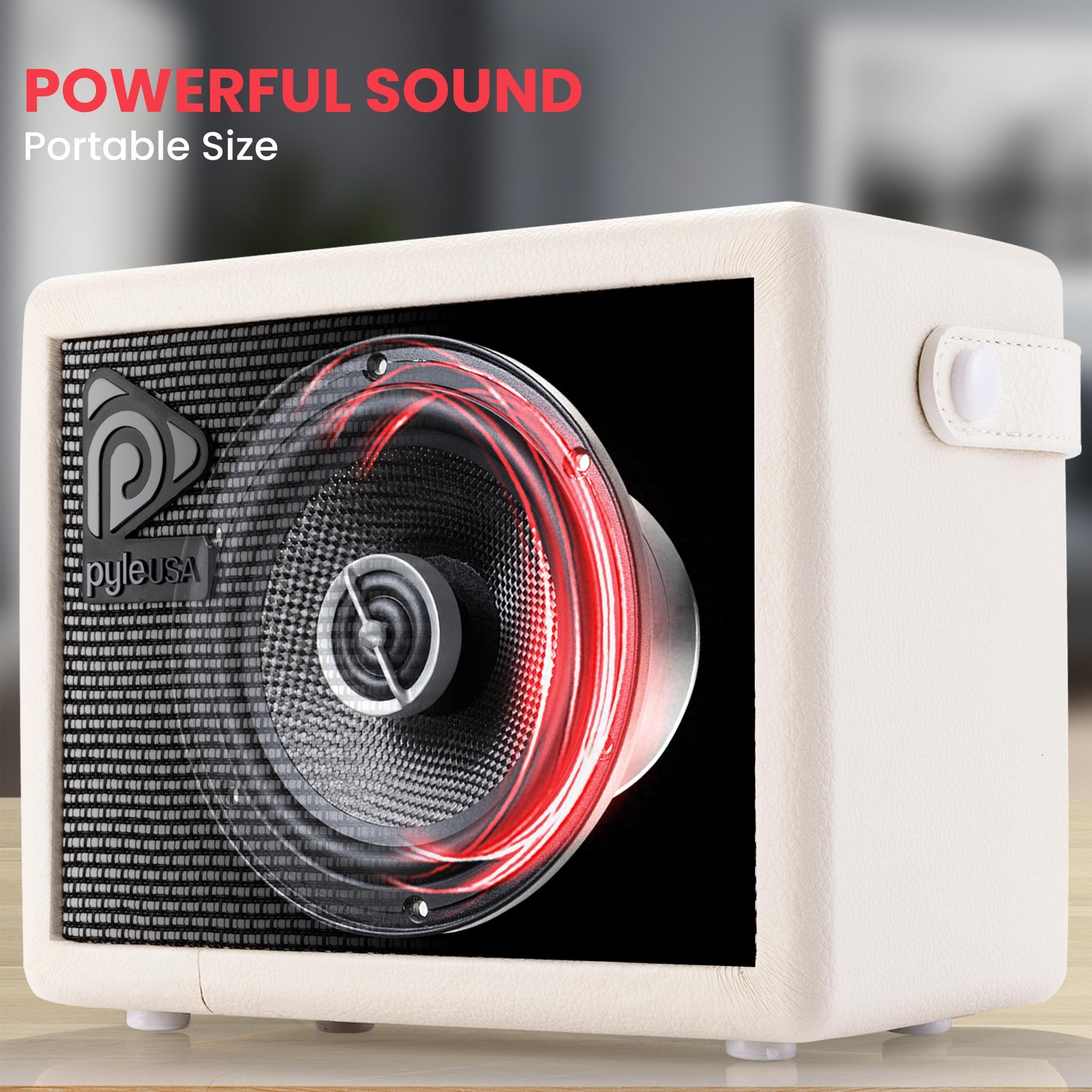 Pyle Portable Electronic Guitar Amplifier – 5” Speaker with Controls (White)