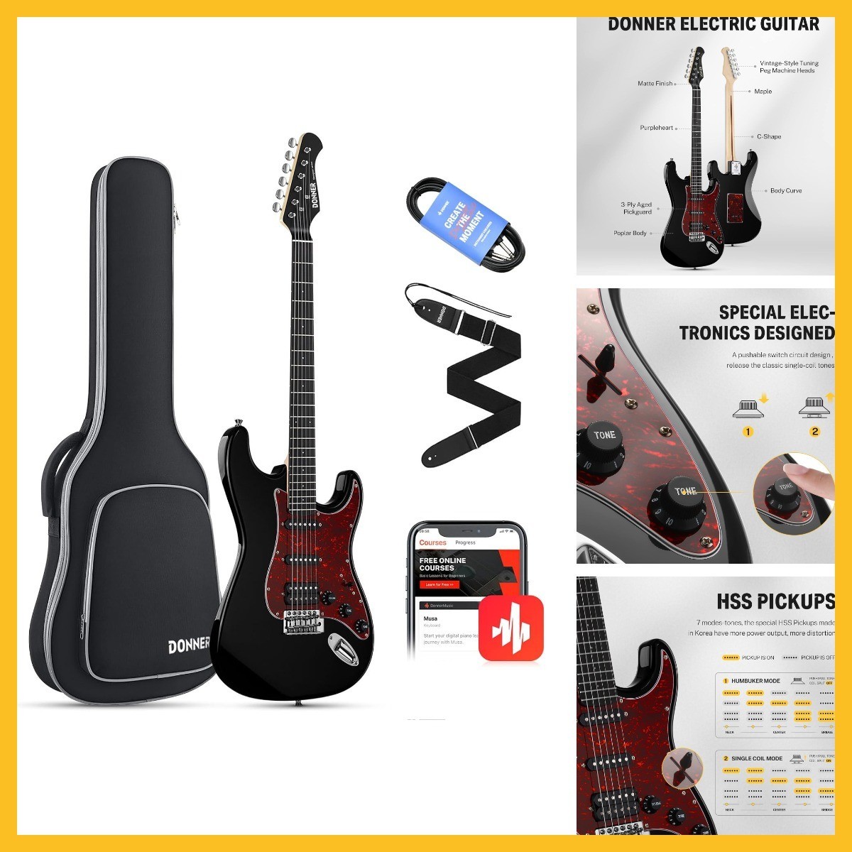 Donner 39 Inch Electric Guitar, Designer Series DST-200 Stylish Solid Body Elect