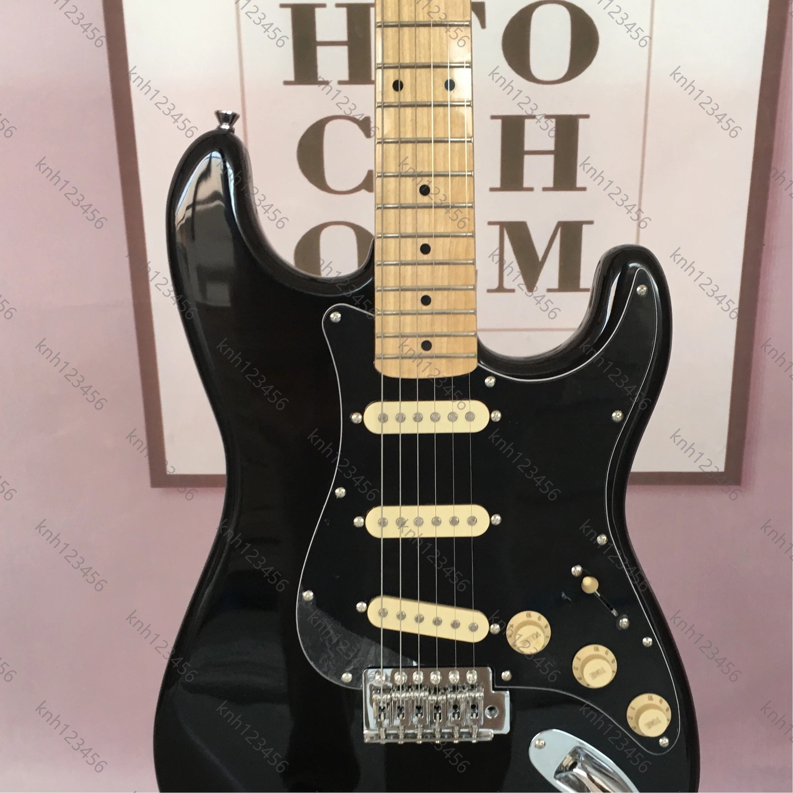 Gloss Black Contour Electric Guitar SSS Pickups Single Tremolo Free Shipping
