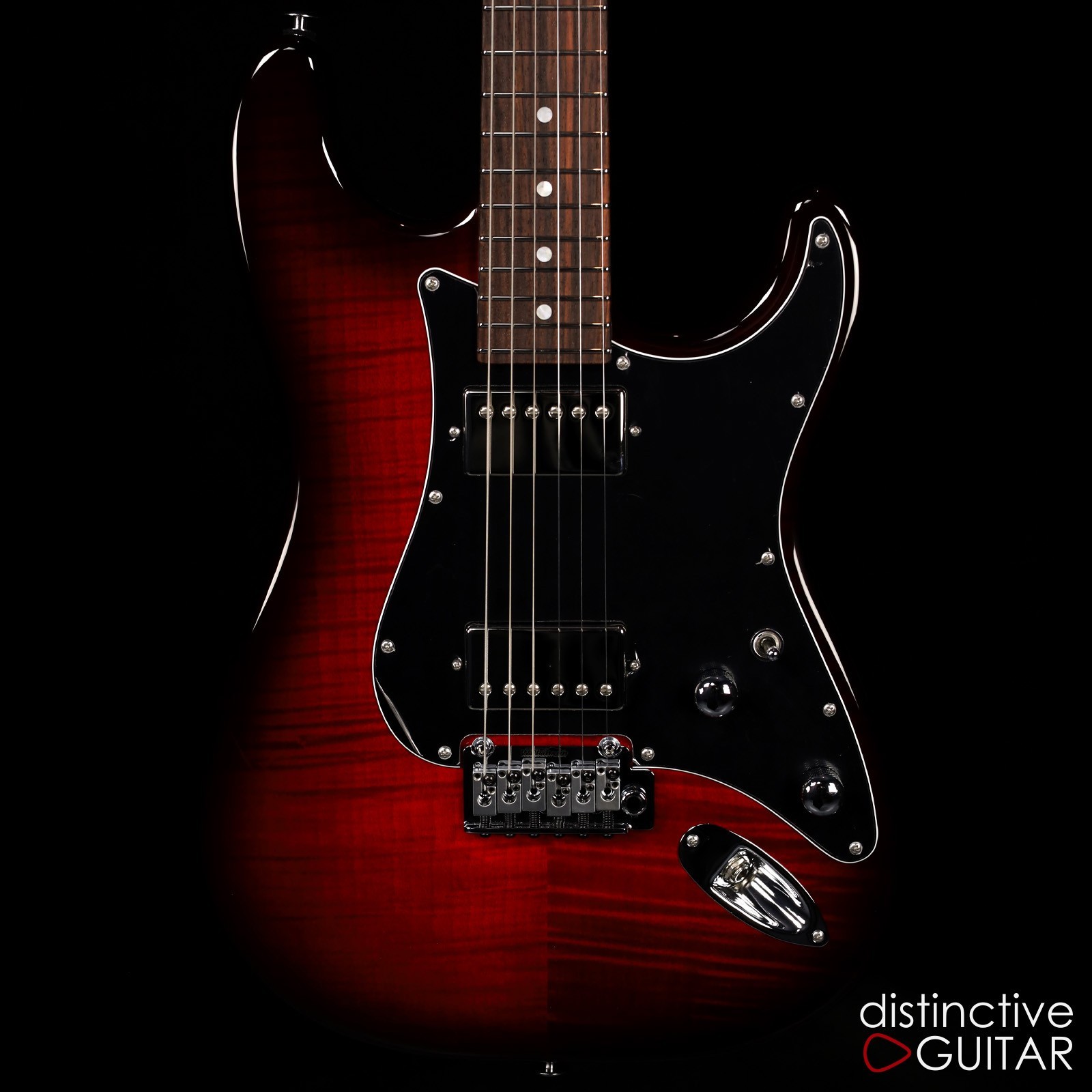 SUHR CLASSIC S CUSTOM – TRANS RED BURST FLAME TOP W/ THORNBUCKERS
