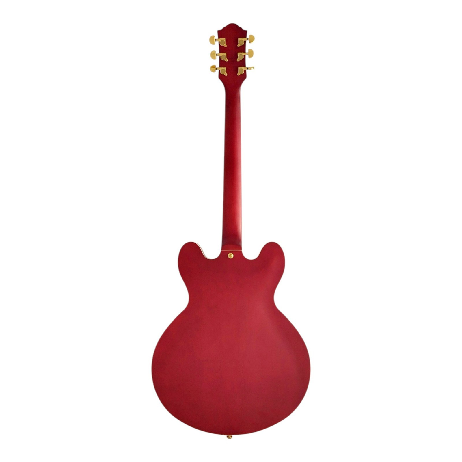 Haze SEG1975WRDS Semi-Hollow HES Electric Guitar Wine Red Gold w/ Vibrato Bar